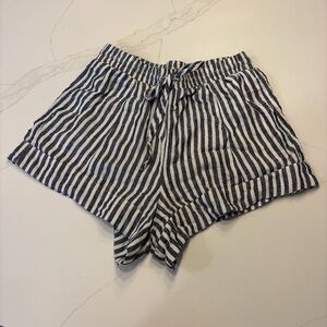 Universal Thread Navy and White Striped High Waist Linen Shorts